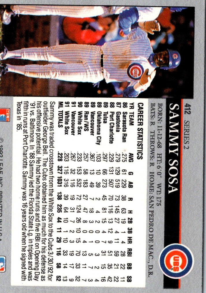 1992 Leaf Sammy Sosa