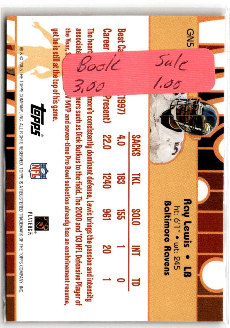 2005 Topps Golden Anniversary Gold Nuggets Ray Lewis