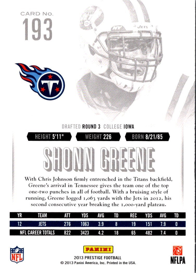 2013 Panini Prestige Shonn Greene