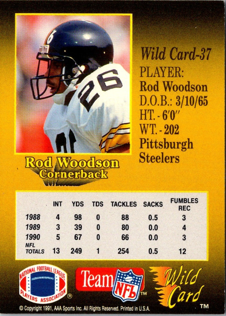 1991 Wild Card 10 Stripe Rod Woodson