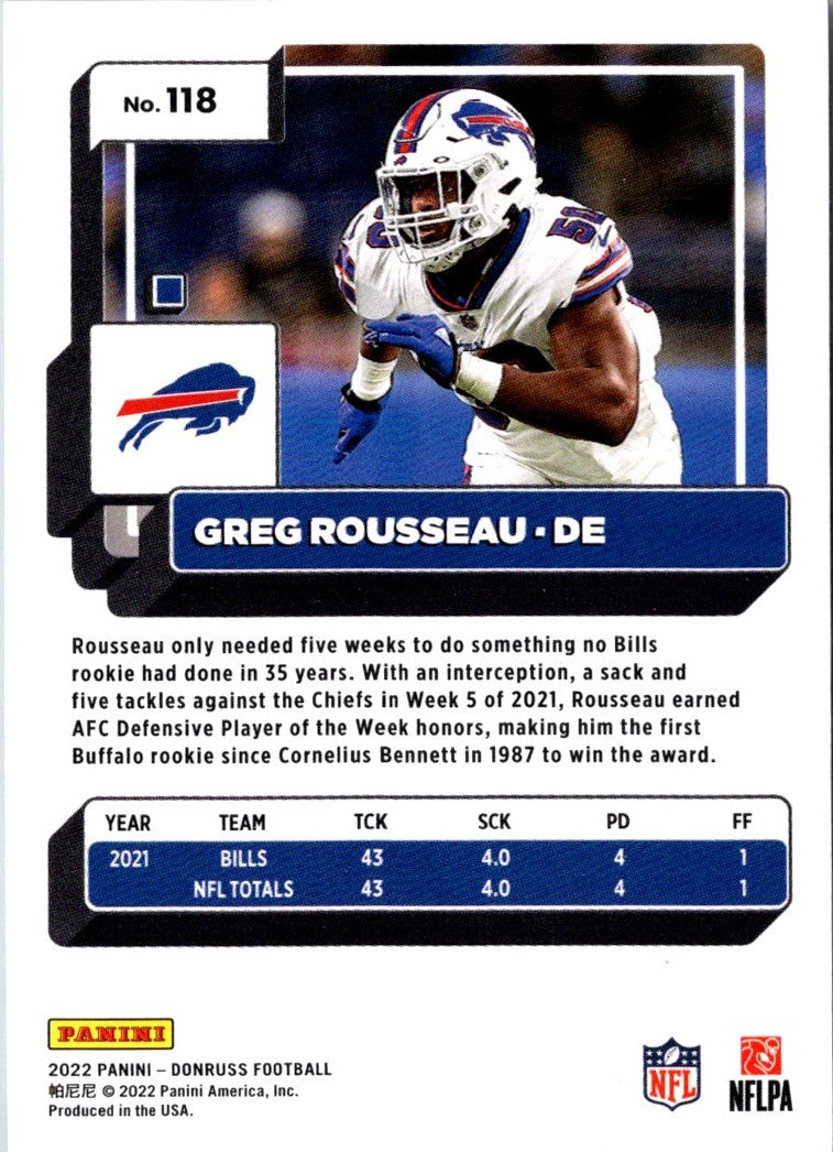 2022 Donruss Blue Press Proof Greg Rousseau