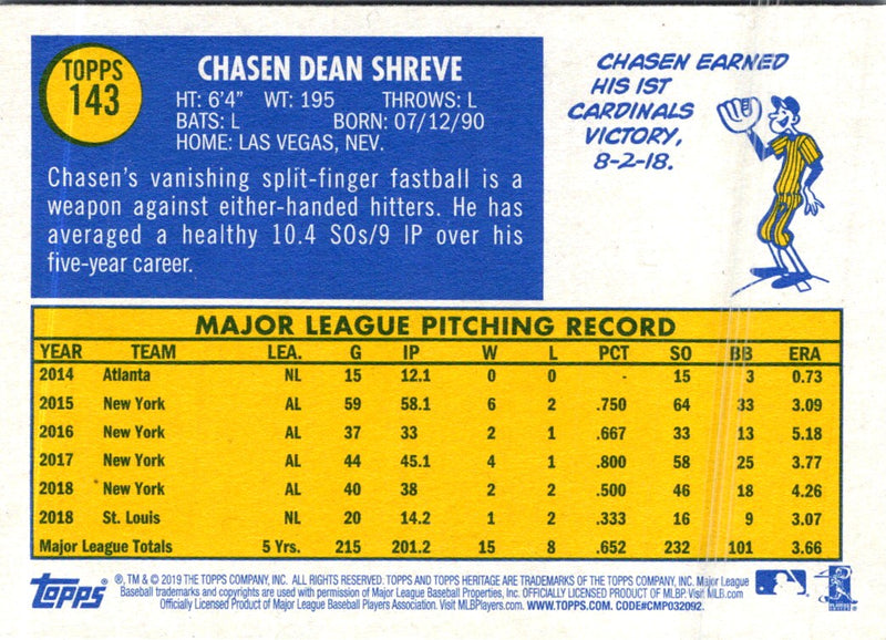 2019 Topps Heritage Chasen Shreve