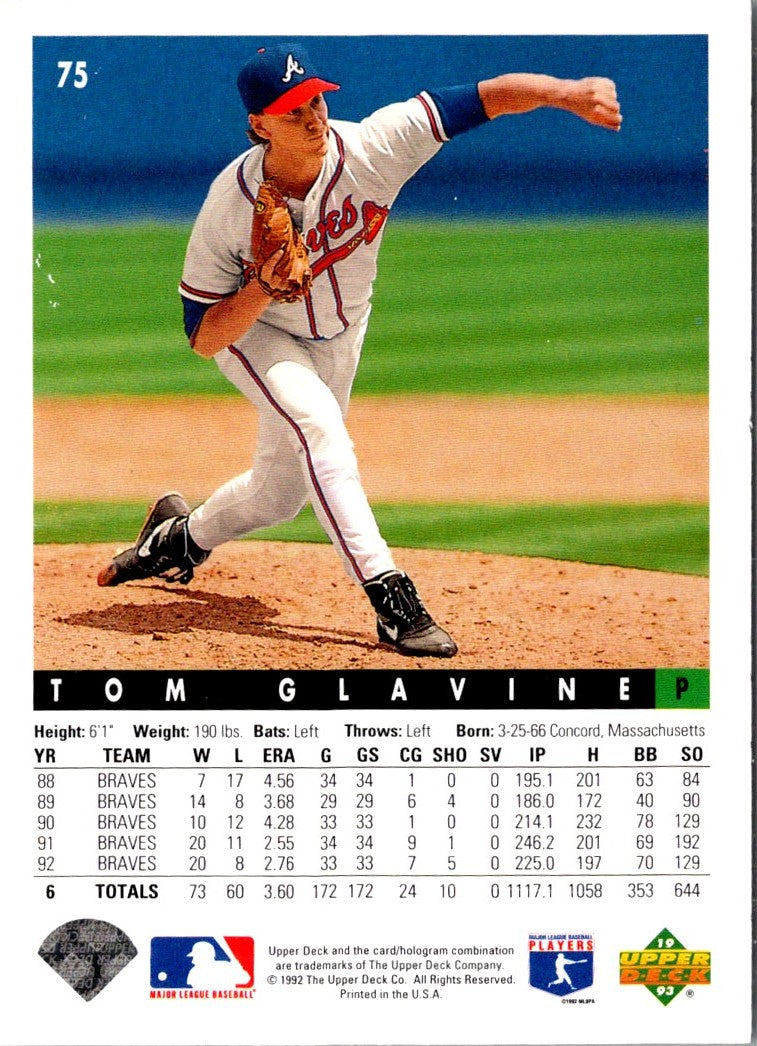 1993 Upper Deck Gold Hologram Tom Glavine