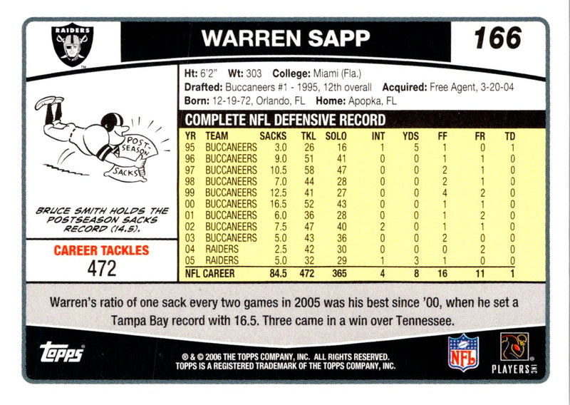 2006 Topps Warren Sapp