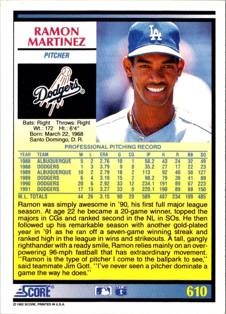 1992 Score Ramon Martinez