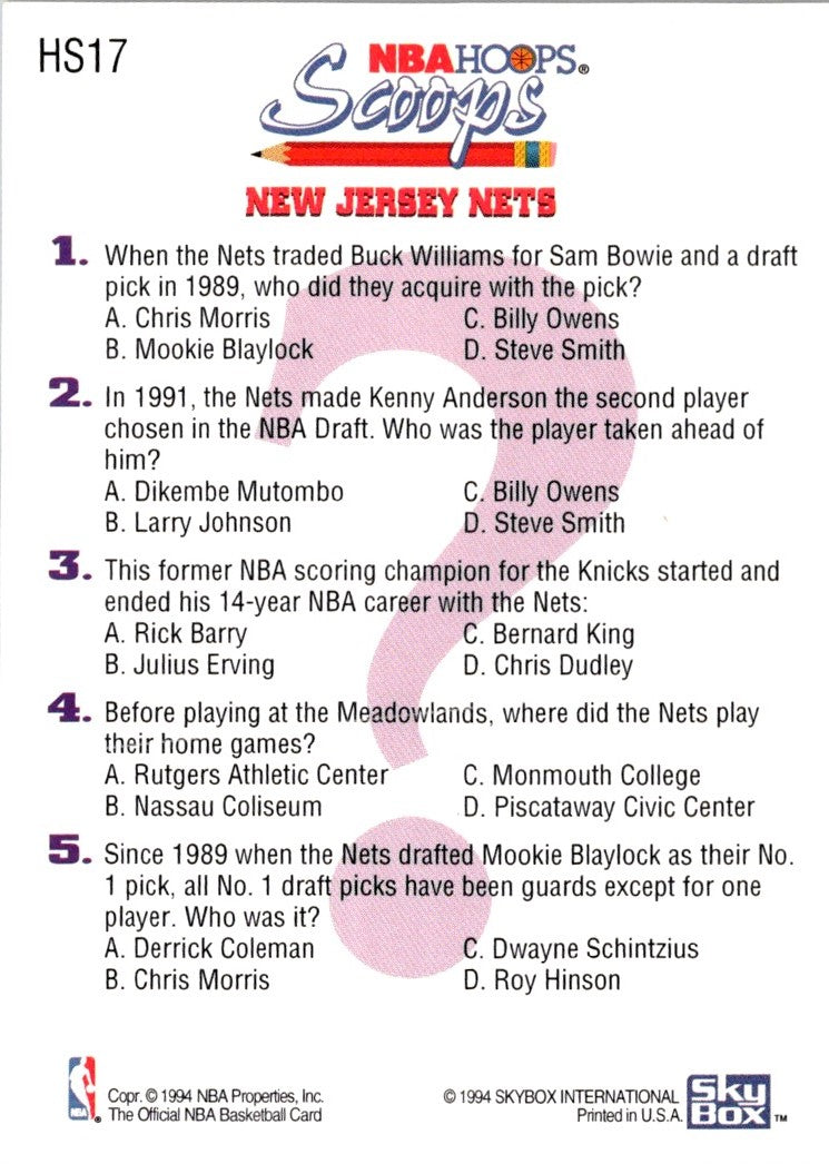 1993 Hoops Scoops Fifth Anniversary Gold Derrick Coleman