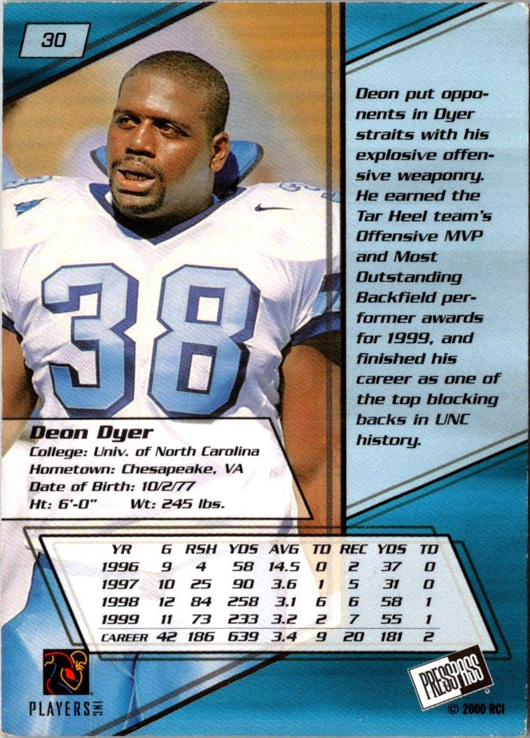 2000 Press Pass Gold Zone Deon Dyer