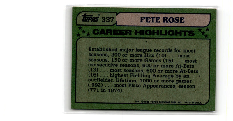 1982 Topps Pete Rose