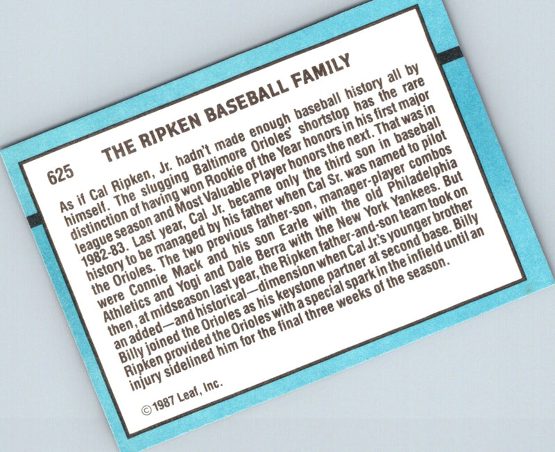 1988 Donruss Ripken Baseball Family (Billy Ripken/Cal Ripken Sr./Cal Ripken Jr.)