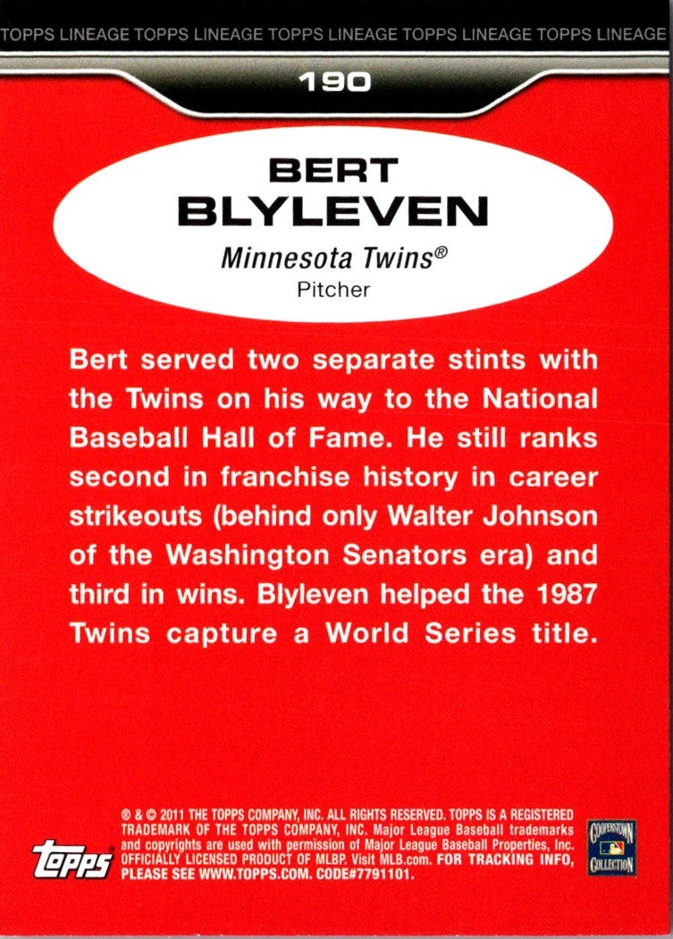 2011 Topps Lineage Bert Blyleven