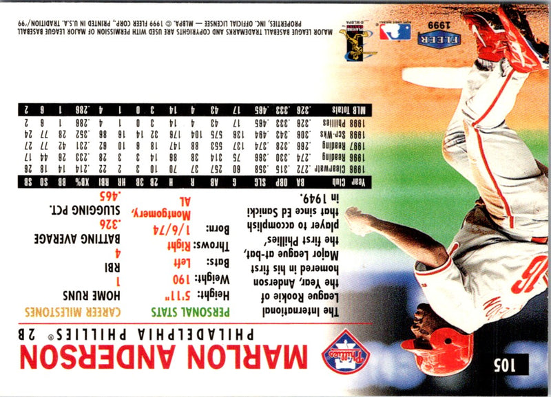 1999 Fleer Tradition Marlon Anderson