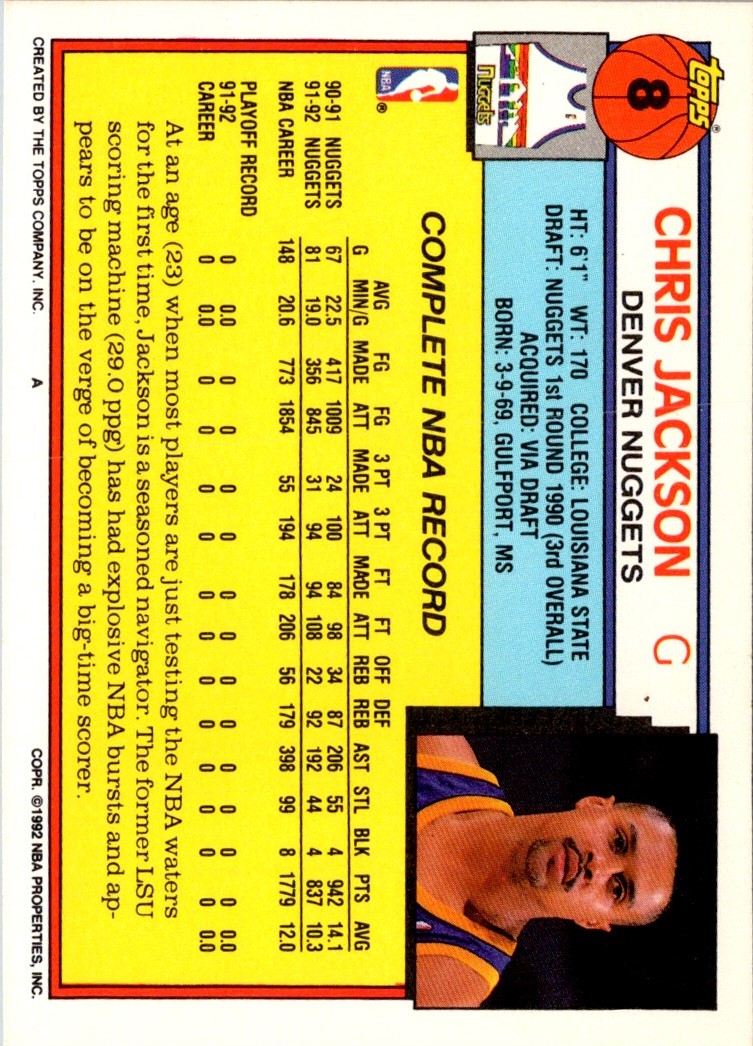 1992 Topps Chris Jackson