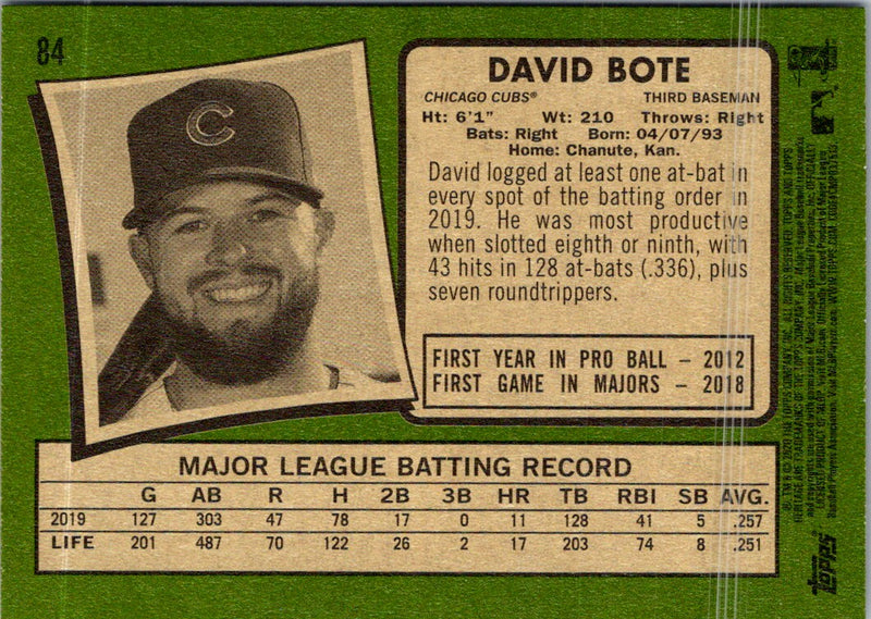 2020 Topps Heritage David Bote