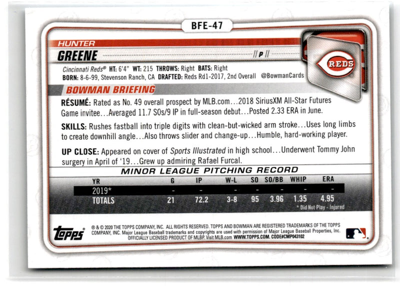 2020 Bowman 1st Edition Hunter Greene