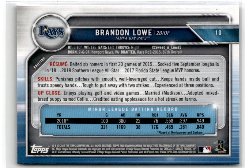 2019 Bowman Chrome Brandon Lowe