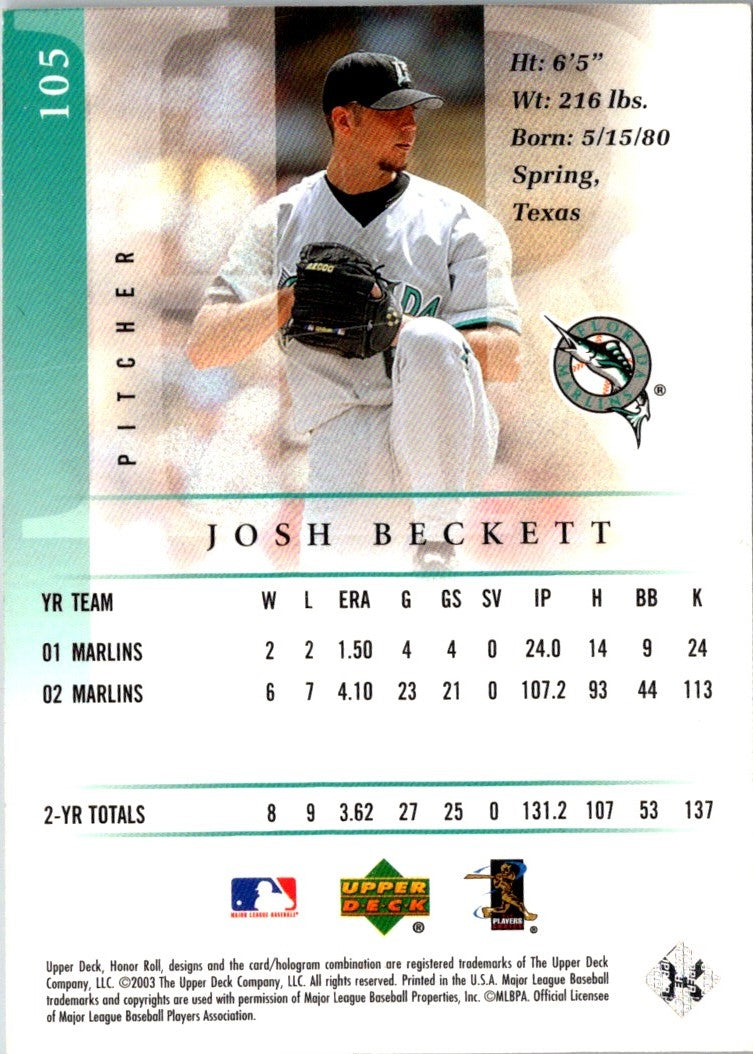 2003 Upper Deck Honor Roll Josh Beckett