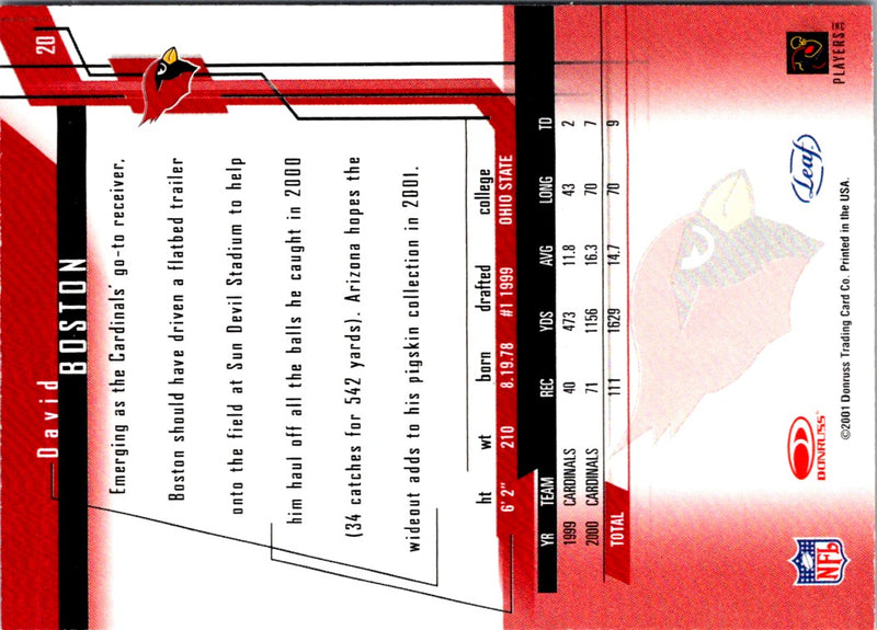 2001 Leaf Rookies & Stars David Boston