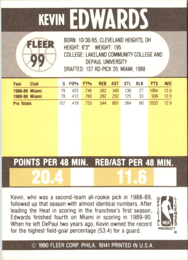 1990 Fleer Kevin Edwards