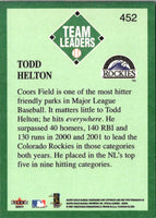 2001 Fleer Platinum Todd Helton #452