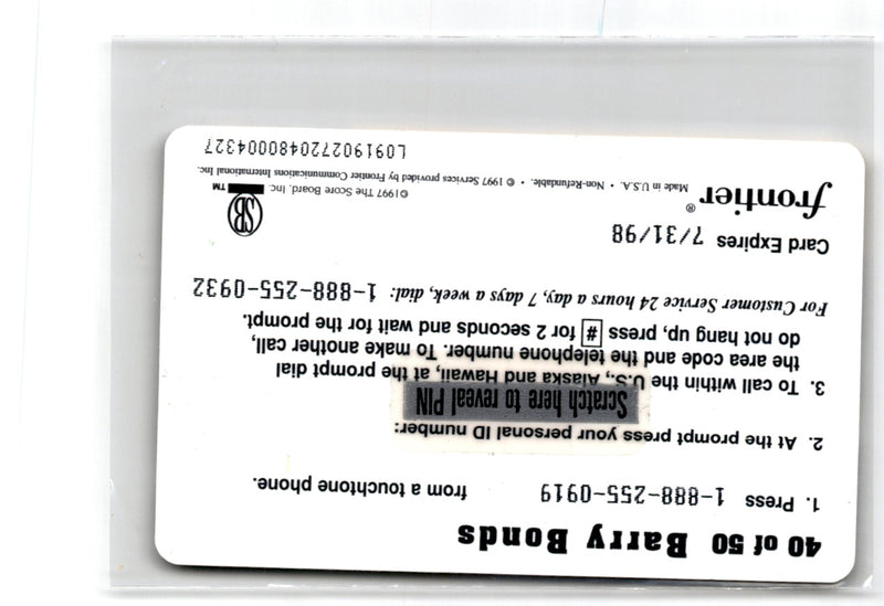 1998 Pacific Aurora Pennant Fever Barry Bonds