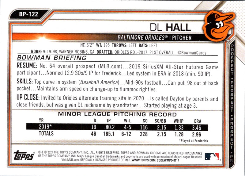 2021 Bowman Prospects DL Hall