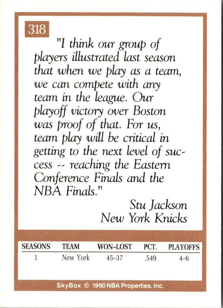 1990 SkyBox Stu Jackson