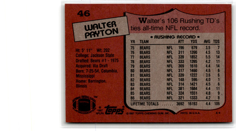 1987 Topps Walter Payton