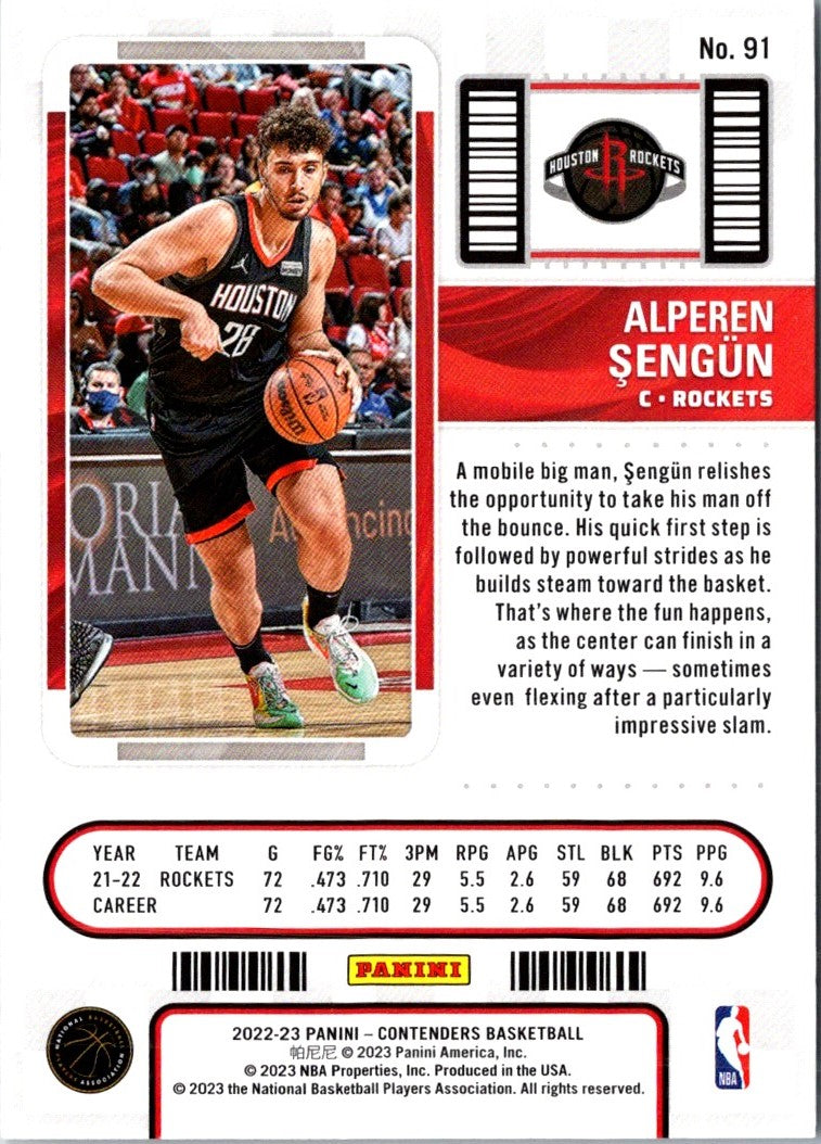 2022 Panini Contenders Game Ticket Red Alperen Sengun