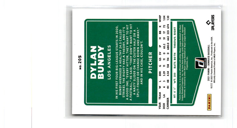 2021 Donruss Season Stat Line Dylan Bundy
