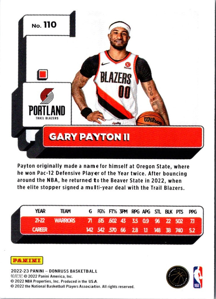 2022 Donruss Holo Laser Red/Gold Gary Payton II