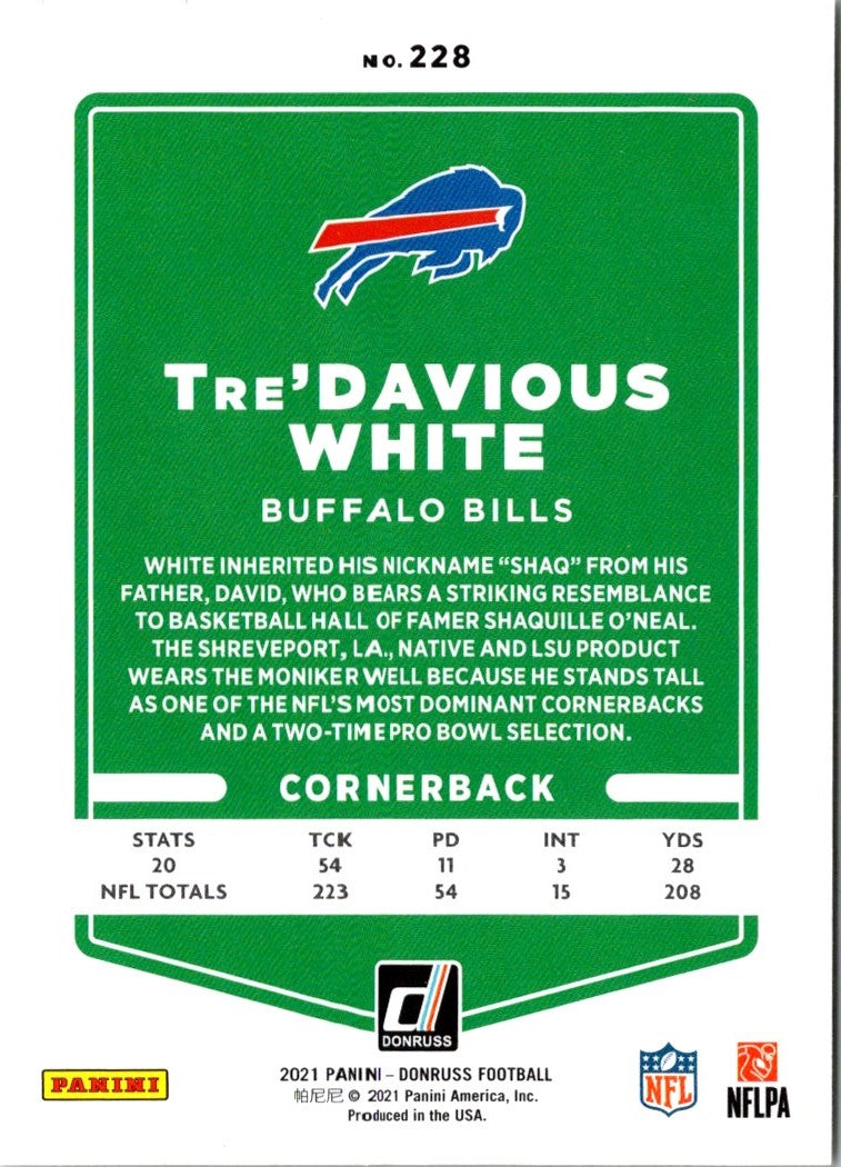 2021 Donruss Press Proof Blue Tre'Davious White