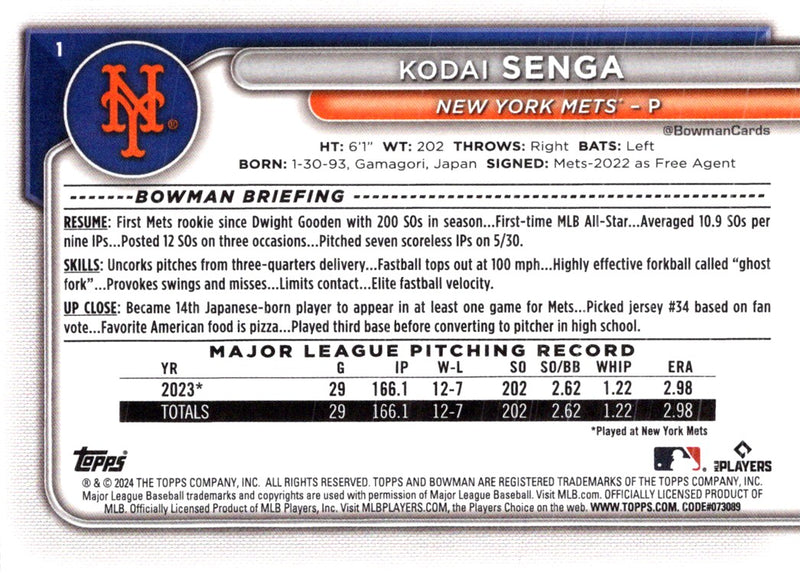 2024 Bowman Prospects Kodai Senga