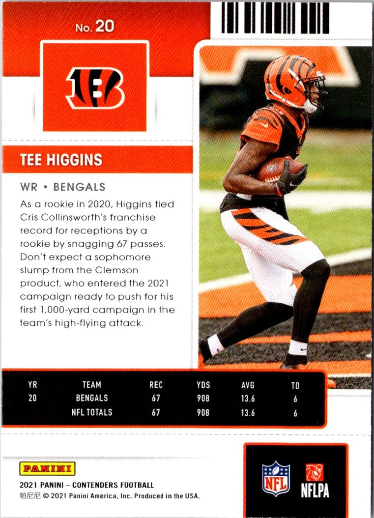 2021 Panini Contenders Red Zone Tee Higgins