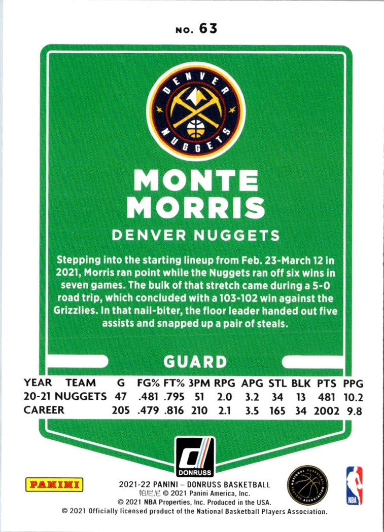 2021 Donruss Monte Morris