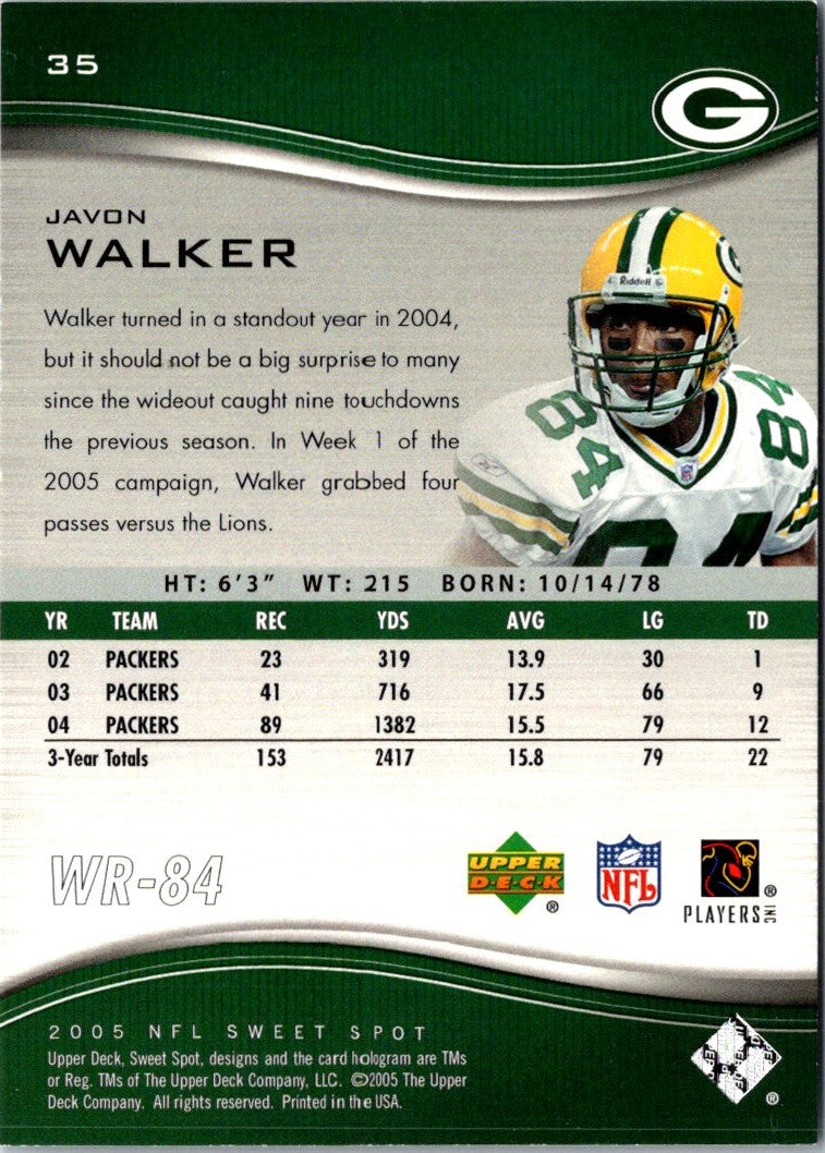 2005 Upper Deck Sweet Spot Javon Walker