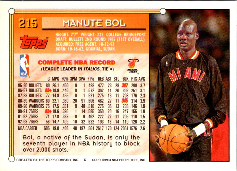 1993 Topps Manute Bol