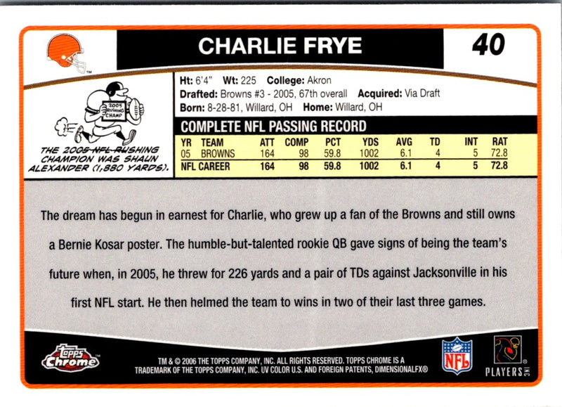 2006 Topps Chrome Charlie Frye