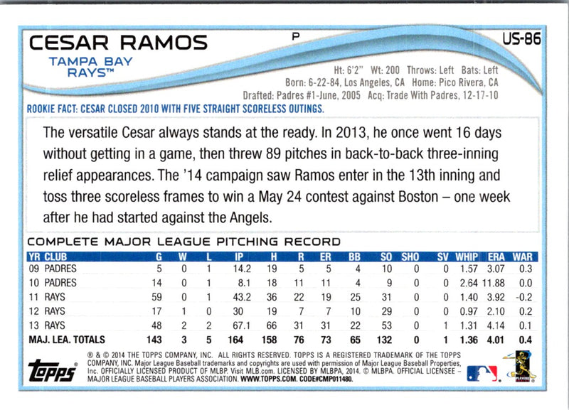 2014 Topps Update Cesar Ramos