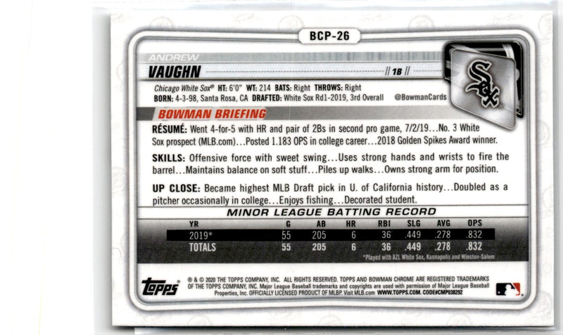 2020 Bowman Chrome Prospects Andrew Vaughn