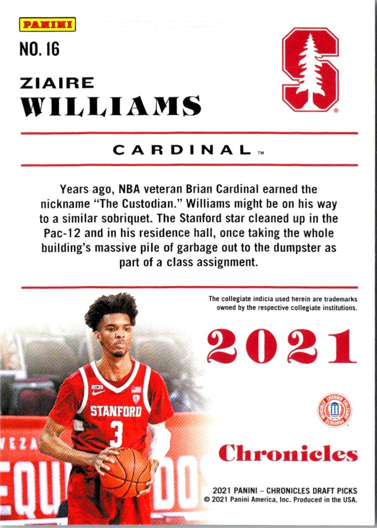 2021 Panini Contenders Optic Rookies Red Ziaire Williams