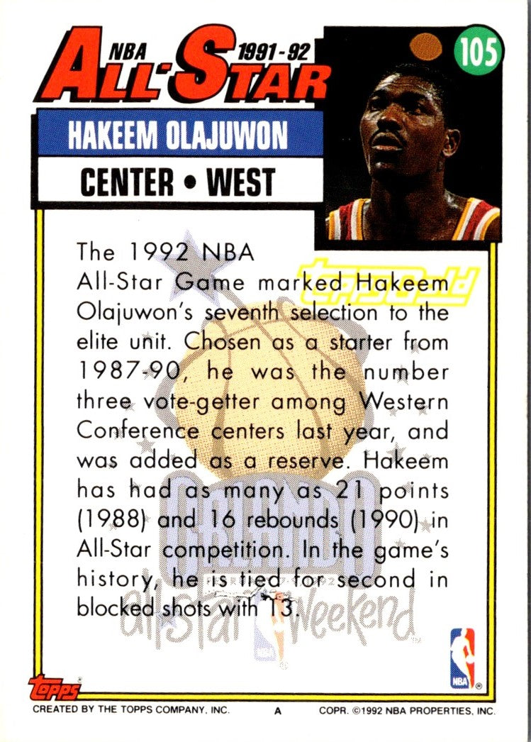 1992 Topps Gold Hakeem Olajuwon