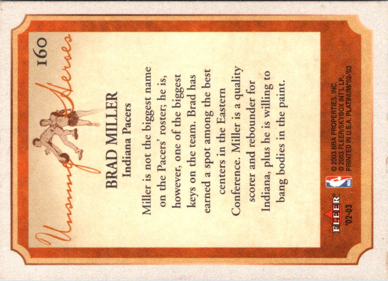 2002 Fleer Platinum Brad Miller