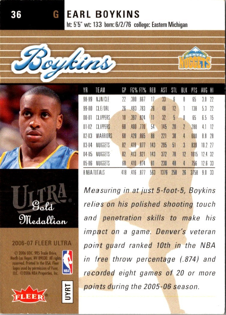 2006 Ultra Gold Medallion Earl Boykins