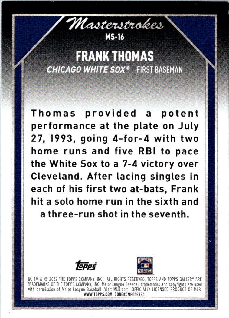 2022 Topps Gallery Masterstrokes Frank Thomas