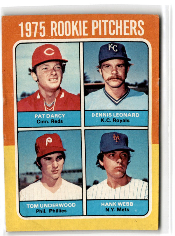 1975 O-Pee-Chee Rookie Pitchers - Pat Darcy/Dennis Leonard/Tom Underwood/Hank Webb #615 Rookie