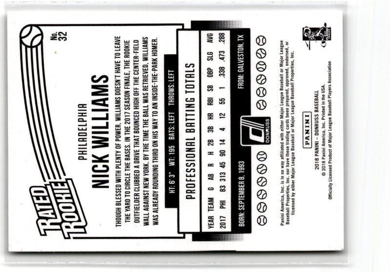 2018 Donruss Optic Red and Yellow Nick Williams