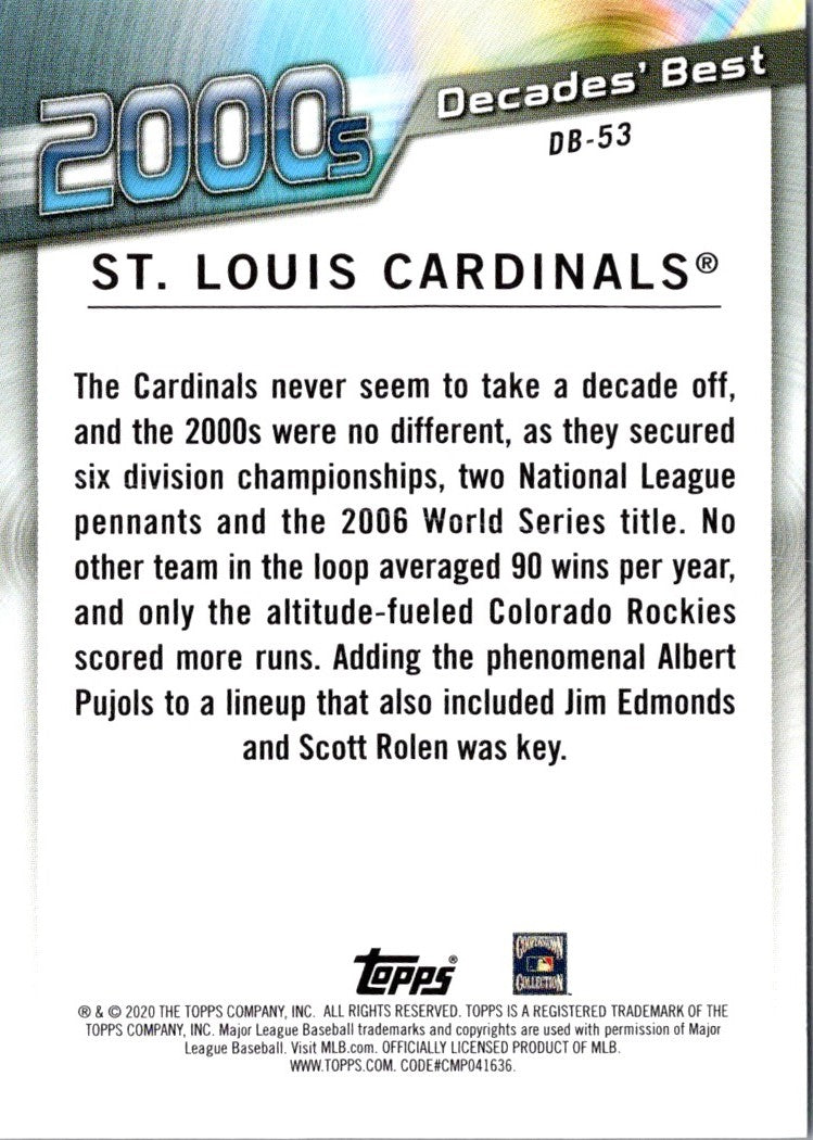 2020 Topps Decades' Best (Series 2) St. Louis Cardinals