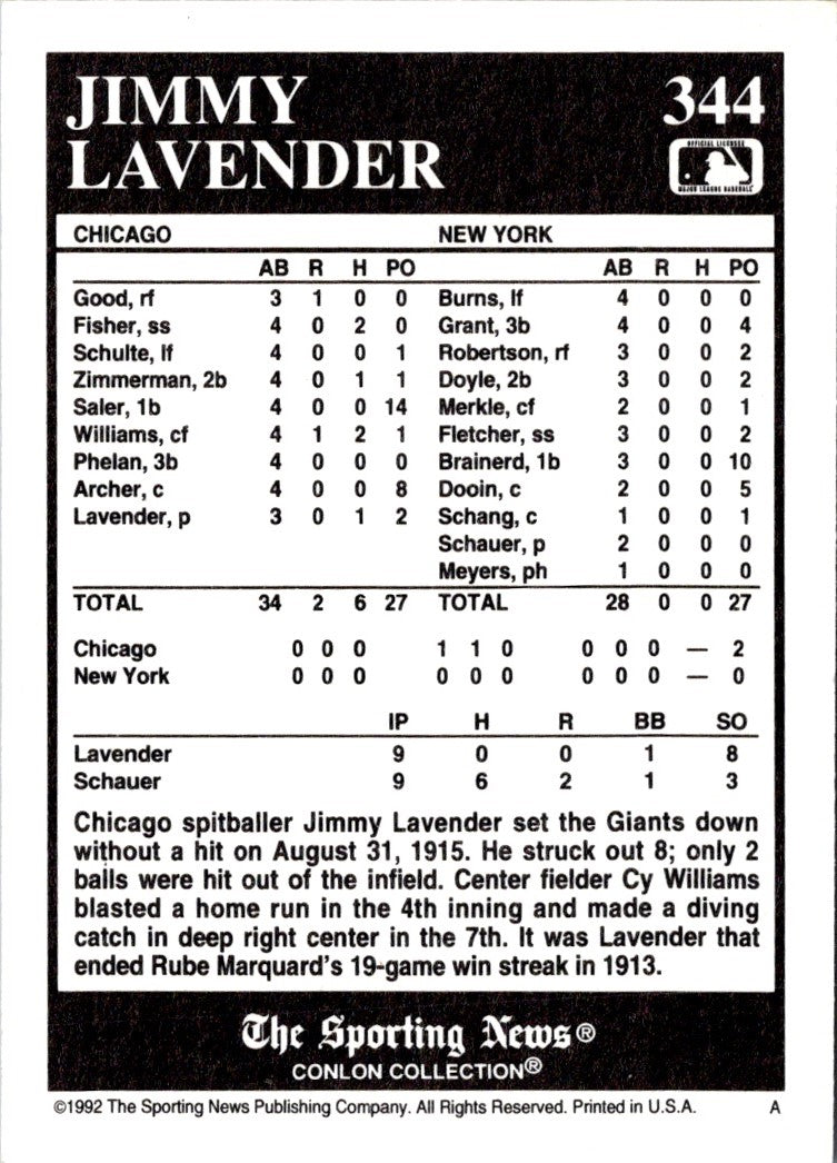 1992 Conlon Collection TSN Jimmy Lavender