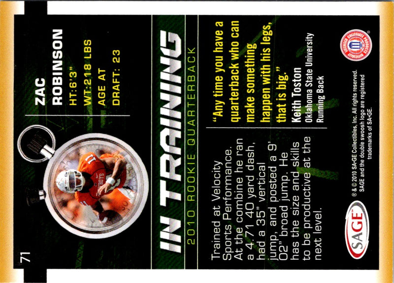 2010 SAGE HIT Zac Robinson