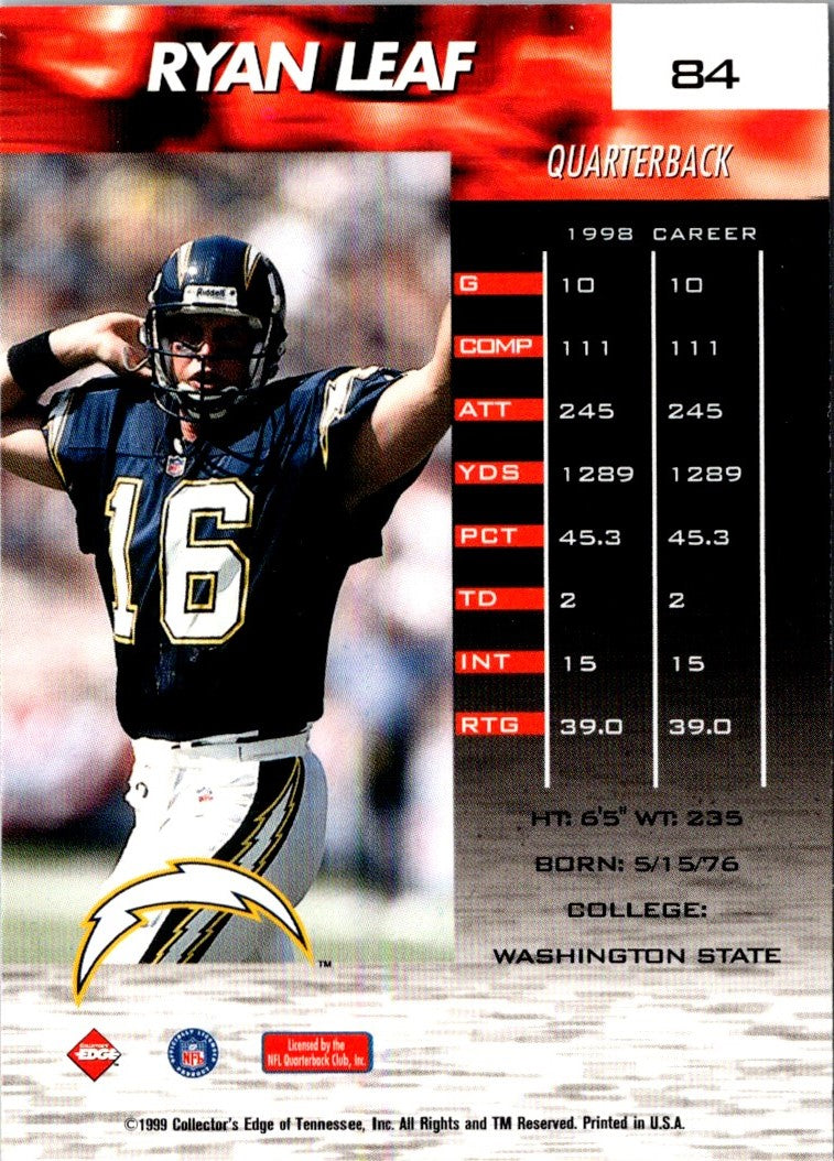 1999 Collector's Edge Fury Ryan Leaf